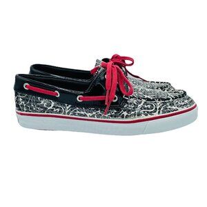 Sperry Top Siders Shoes Womens Size 8.5 M Black White Boat Shoe Dock Sneakers